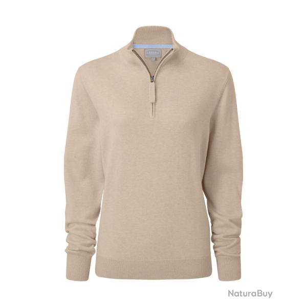 Pull Polperro femme 1/4 zip coton prima 2 coloris - 36 / Oat