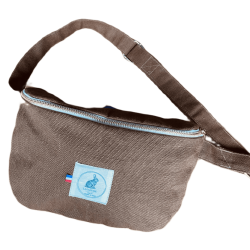 Sac banane hiver en lin marron