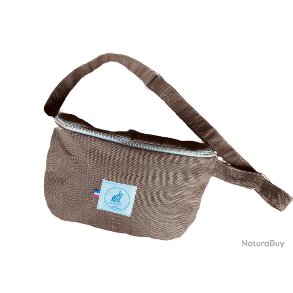 Sac banane hiver en lin marron