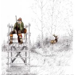 Tirage d'Aquarelle &laquo; Cerf dans le dos &raquo; - Thibault de Witte