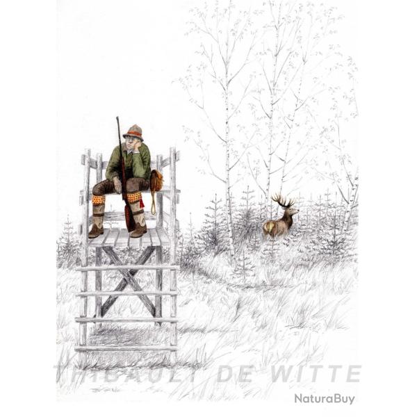Tirage d'Aquarelle � Cerf dans le dos � - Thibault de Witte