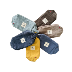 Trousse de toilette en lin - Bleu clair