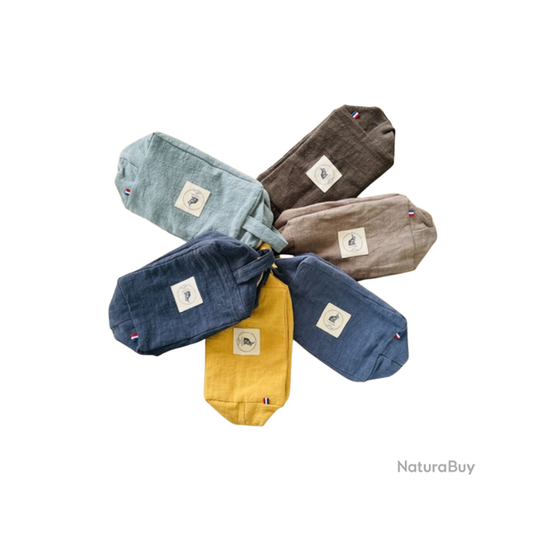 Trousse de toilette en lin - Bleu clair