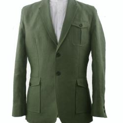 Veste 2 boutons en lin olive - 52