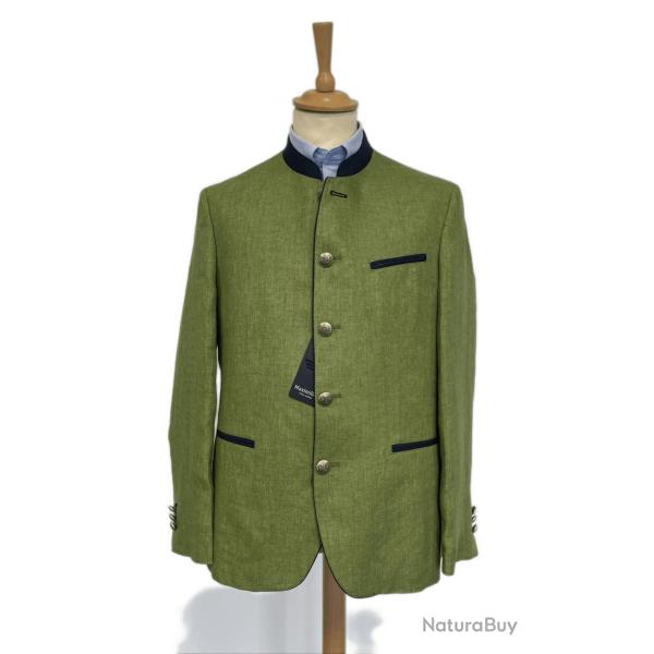 Veste autrichienne Murau grasgrun en lin - 48