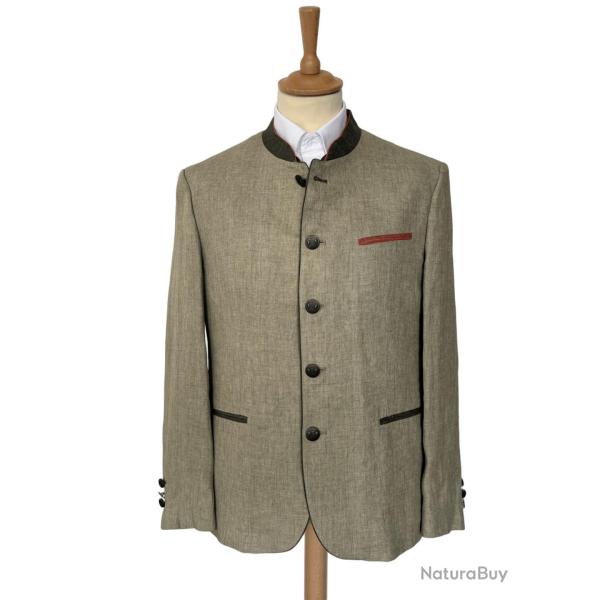 Veste autrichienne Murau hell olive en lin - 54