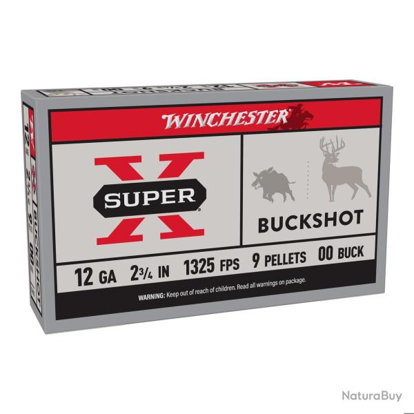 Cartouche Winchester CHEVROTINE SUPER X BUCKSHOT - Cal: 12/70mm - 9 grains - Par 5