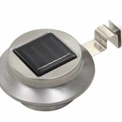 Lampe solaire LED acier inoxydable 12 cm blanc froid ronde lot 6