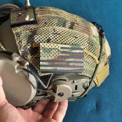 Patch tactique Drapeau USA (&Eacute;tats-Unis) - Fond Camouflage BME (5x8 cm / 100 % Cordura 500D)