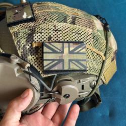 Patch tactique Union Jack (Royaume-Uni / UK) - Fond Camouflage BME (5x8 cm / 100 % Cordura 500D)