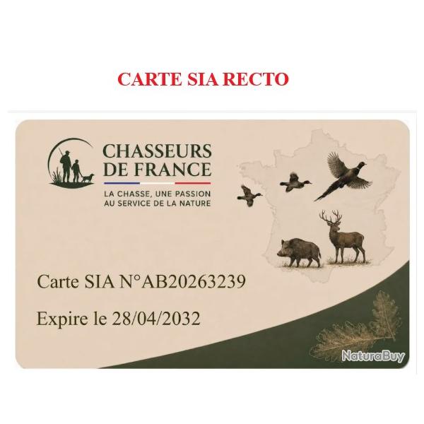 CARTE SIA CHASSEUR � TECHNOLOGIE NFC �