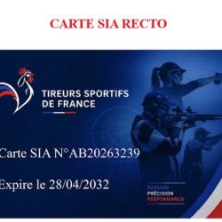 CARTE SIA TIREUR SPORTIF &laquo; TECHNOLOGIE NFC &raquo;