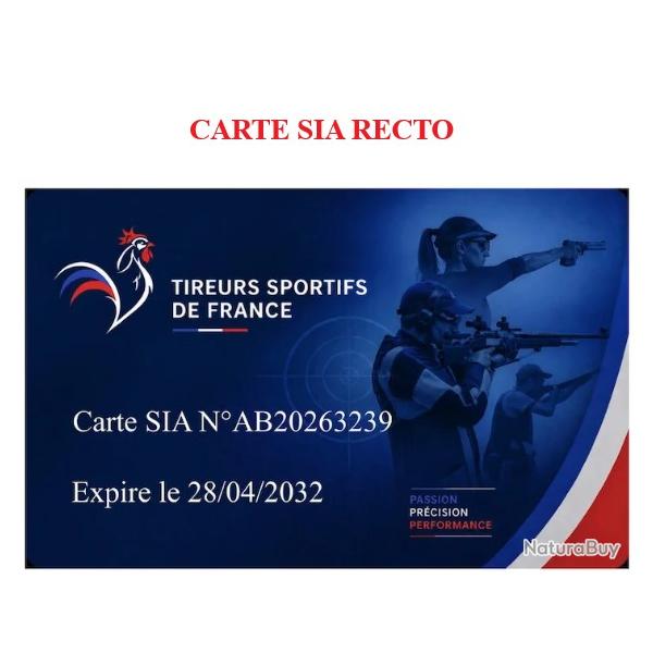 CARTE SIA TIREUR SPORTIF � TECHNOLOGIE NFC �