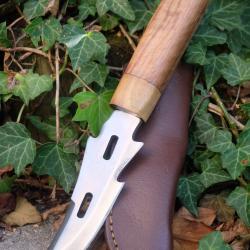 Poignard Puukko Couteau Lame Acier Inox Harpoon Manche Bois Fab Artisanale Etui Cuir