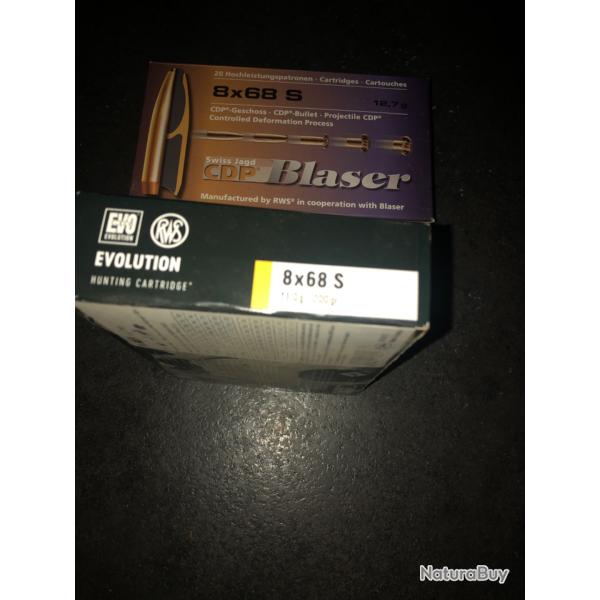 Douilles 8x68S. 180 unit�s: 131 RWS et 49 Blaser CDP.