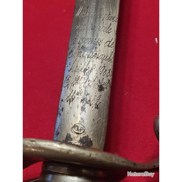 SABRE OFFICIER INFANTERIE MOD�LE 1882 CH�TELLERAULT JUILLET 1903