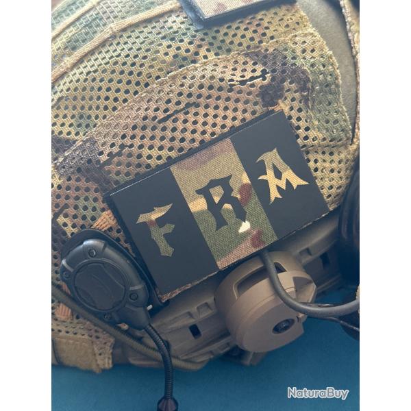Patch tactique FRA Gothique - Fond Camouflage BME (5x8 cm / Cordura 500D)