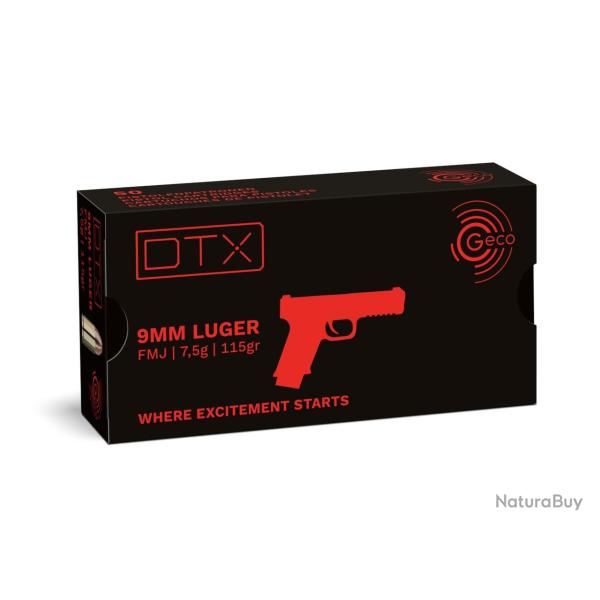 Munitions Geco 9mm luger FMJ DTX 115gr x50