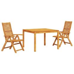 Ensemble de salle &agrave; manger pour jardin 3 pcs Marron