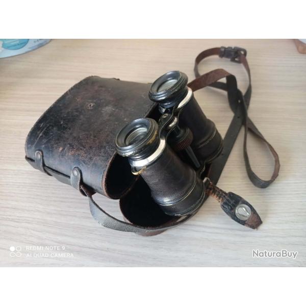 Jumelles Militaires Campagne Anciennes 14-18 - 8 Verres / Boussole Fonctionnelle & �tui Cuir