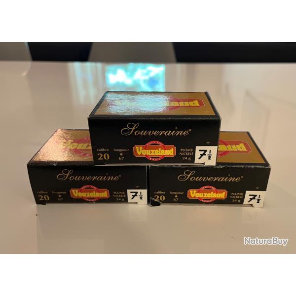 � SAISIR 30 CARTOUCHES VOUZELAUD SOUVERAINE CAL 20/67 Pb 7,5 NI LIVRAISON OFFERTE !