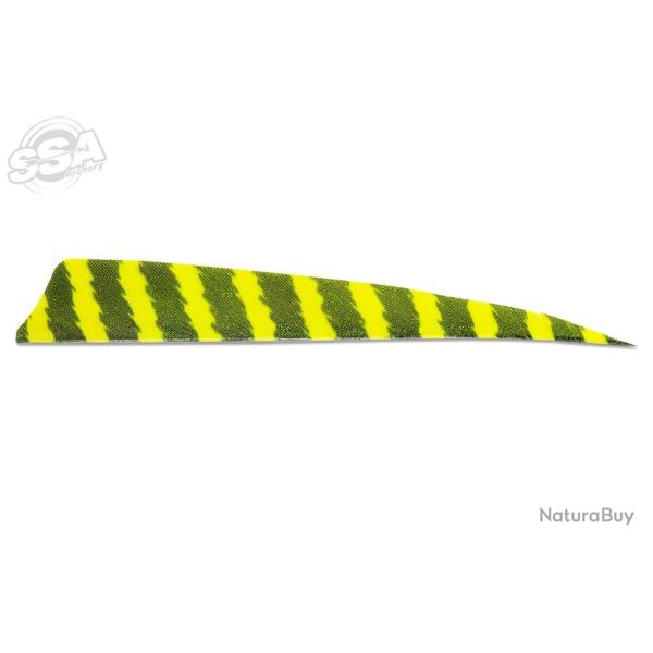 PLUME NATURELLE SHIELD DROITE 5" SKYLON - JAUNE FLUO TIGRE (x6)