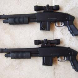 Lot de 2 R&eacute;pliques Airsort Fusils &agrave; Pompe Mossberg M590 Spring Powered Cybergun