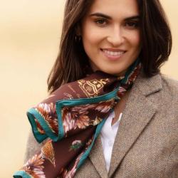 Foulard &eacute;troit grouse misconduct chocolat teal