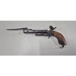Pistolet a broche a ba&iuml;onnette deux coups