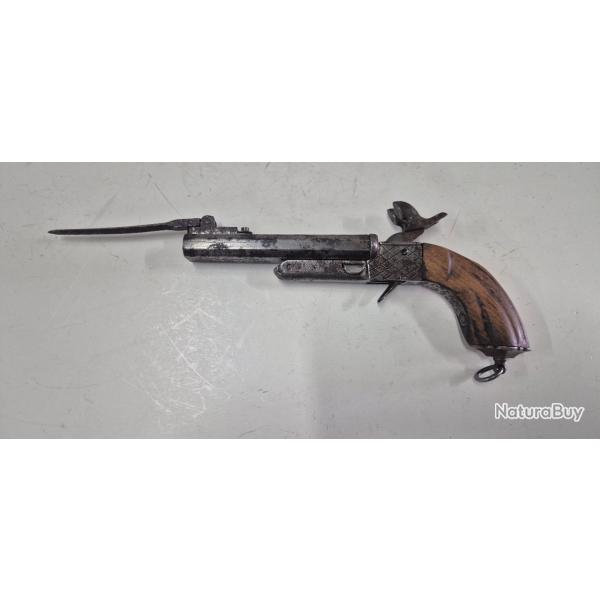 Pistolet a broche a ba�onnette deux coups
