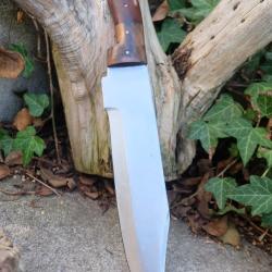 Couteau de Cuisine Kebbab Lame Acier Carbone 1055 Manche Bois Fabrication Artisanale