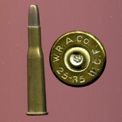.25-35 WCF Winchester - marquage : WRACo  25-35 WCF - balle cuivre &eacute;tam&eacute; - amorce double renforc&eacute;e