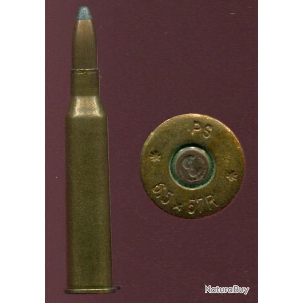 6.5 x 57 R - PS - courte balle cuivre pointe plomb
