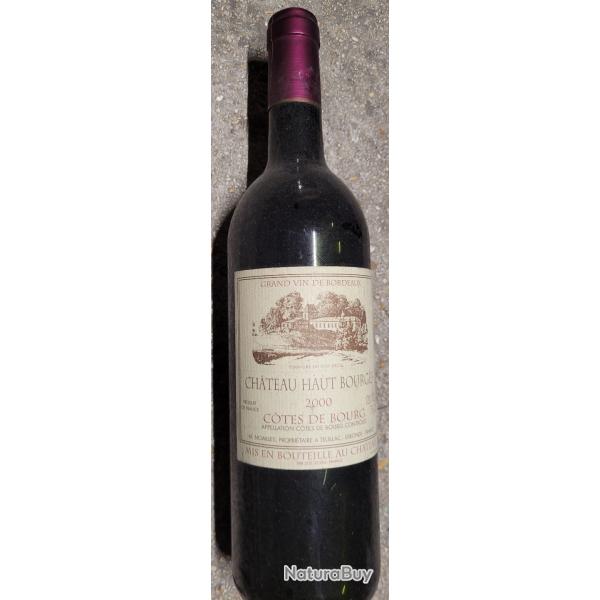 Bouteille de VIN ROUGE Ch�teau HAUT BOURGES C�tes de BOURG (2000)
