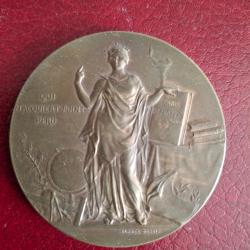 M&eacute;daille en bronze Cours pour adultes vers 1900 attribu&eacute;e au Maire de Montbrison Loire