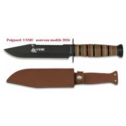 Poignard de combat ou de survie USMC lame de 18 cm avec &eacute;tui Cuir pour Ceinture