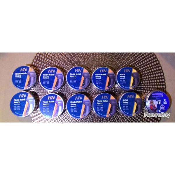 Lot de 11 bo�tes de plombs comp�tition 4.5mm Diabolo H&N Sport - NEUF