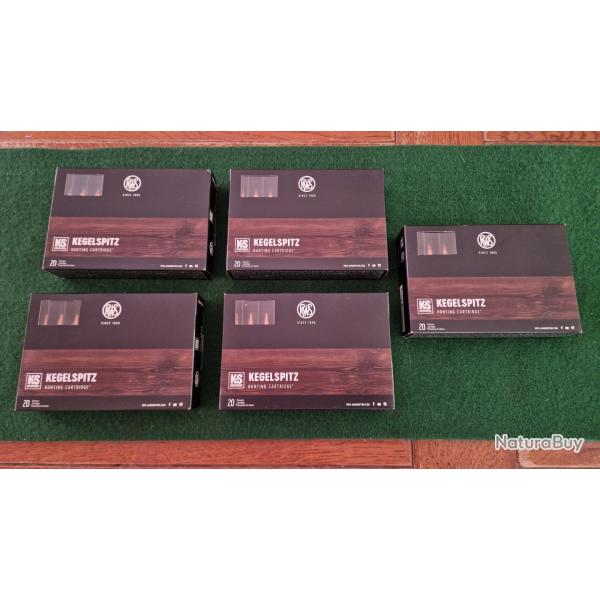 Lot de 5 boites RwS   KS 11,7 gr  Cal 8x68 S