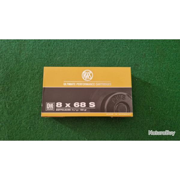 1 boite de 20 balles RwS   DK 11,7 gr  Cal 8x68 S