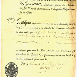 RARE DOCUMENT MILITAIRE ORIGINAL - 1790 - LOUIS XVI / R&Eacute;VOLUTION FRAN&Ccedil;AISE