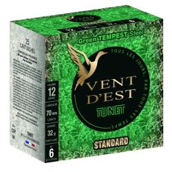 Cartouches Tunet Vent d'Est Green Tempest Acier Calibre 12/70 32G N&deg;6