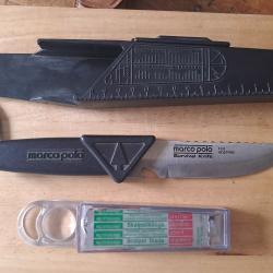 Couteau de survie vintage "MarcoPolo" par FES (Germany), ann&eacute;es 80, complet