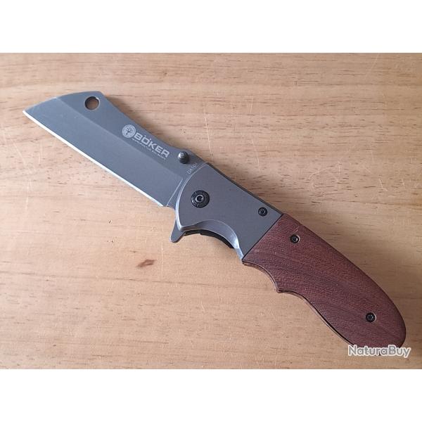 Boker DA104 (mod. 2018), lame tanto, manche en bois et titane