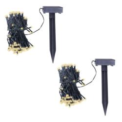Guirlande lumineuse solaire LED 24 m blanc chaud 200 LED d&eacute;coration No&euml;l 2pcs