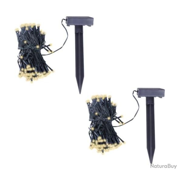 Guirlande lumineuse solaire LED 24 m blanc chaud 200 LED d�coration No�l 2pcs