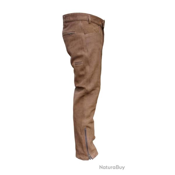 Pantalon de traque en cuir de buffle marron - CE693 - Chasse El�gance - 44 / Marron
