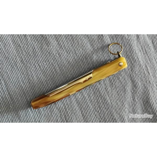 Couteau Mongin � facettes Corne blonde 153 mm ferm�