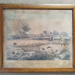 Rare : lot de 3 gravures anglaises Charles Hunt , s&eacute;rie " Chasse au gibier , Tir " ( ann&eacute;e 1841 ) .