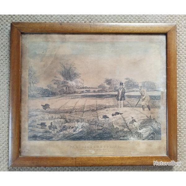 Rare : lot de 3 gravures anglaises Charles Hunt , s�rie " Chasse au gibier , Tir " ( ann�e 1841 ) .