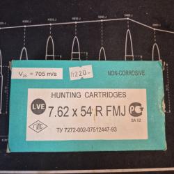 Cartouche 7.62x54r LVE civile 200gr (RARE) x50 (ench&egrave;re)